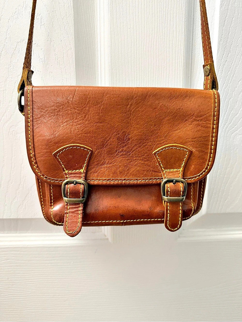 Brown Leather-Look Crossbody Bag
